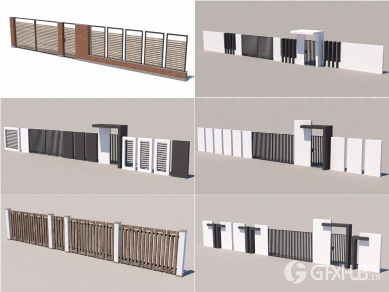 29套现代围栏3D模型 Modern fence collection VR AR low-poly 3D model