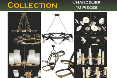 枝形吊灯3d模型系列10个模型 Chandeliers 3d models Collection 10 models Low-poly 3D model