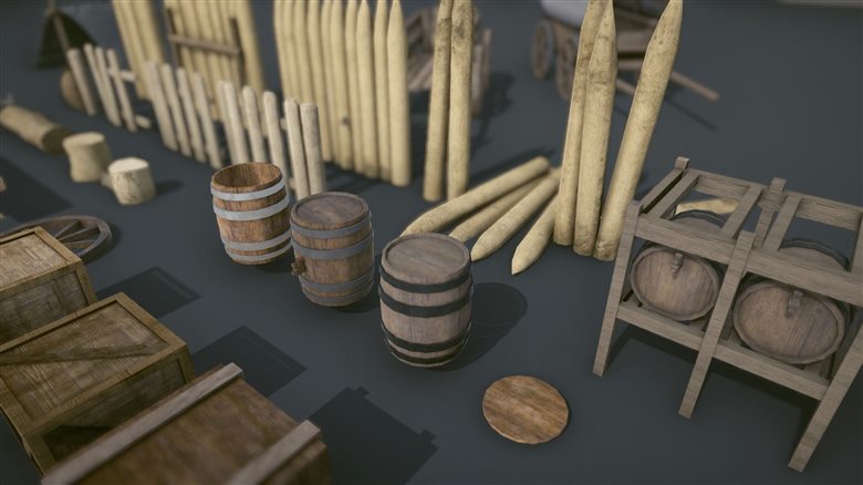 中世纪道具 Medieval Props – Mega Pack Low-poly 3D Models