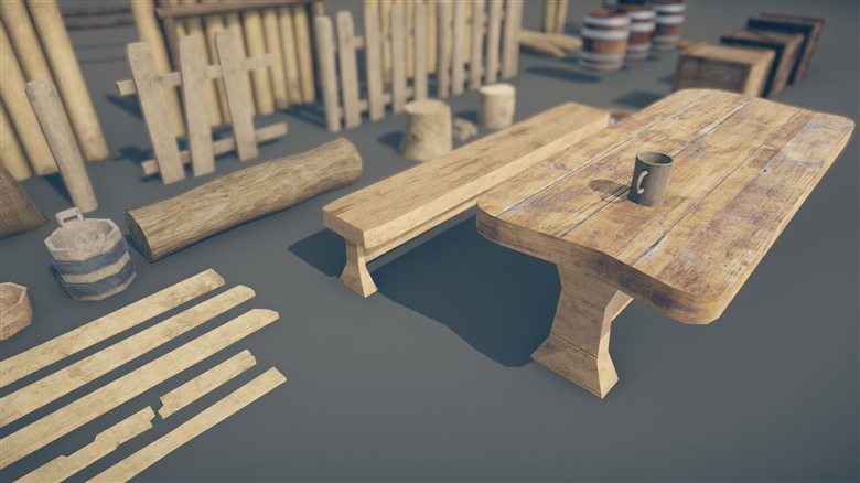 中世纪道具 Medieval Props – Mega Pack Low-poly 3D Models