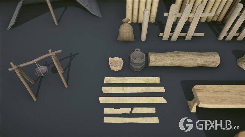 中世纪道具 Medieval Props – Mega Pack Low-poly 3D Models