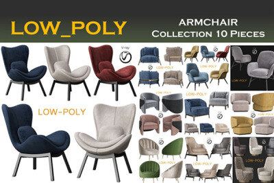 扶手椅休闲椅10套3D模型合辑 ARMCHAIR Collection 10 Pieces 3d model