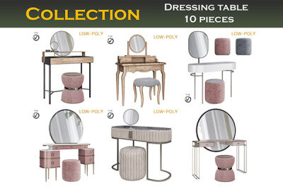 梳妆台10套3Dmax模型合辑 Dressing table collection 3d model Low-poly 3D model