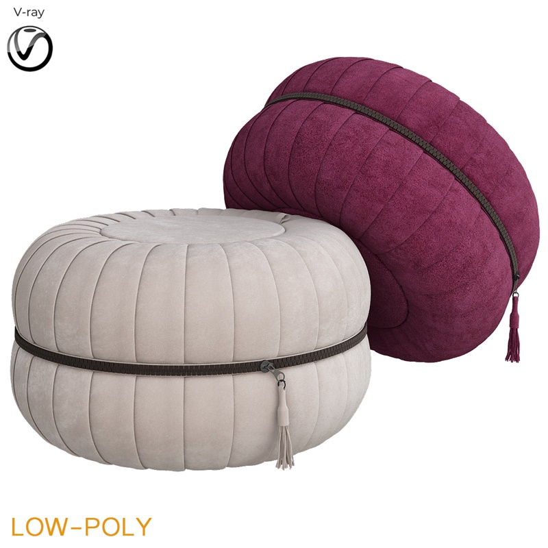 沙发凳10套3Dmax模型合辑 POUF 10 pieces 3d model Low-poly 3D model