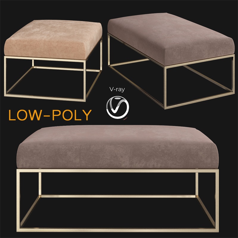 沙发凳10套3Dmax模型合辑 POUF 10 pieces 3d model Low-poly 3D model