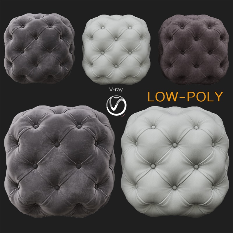 沙发凳10套3Dmax模型合辑 POUF 10 pieces 3d model Low-poly 3D model