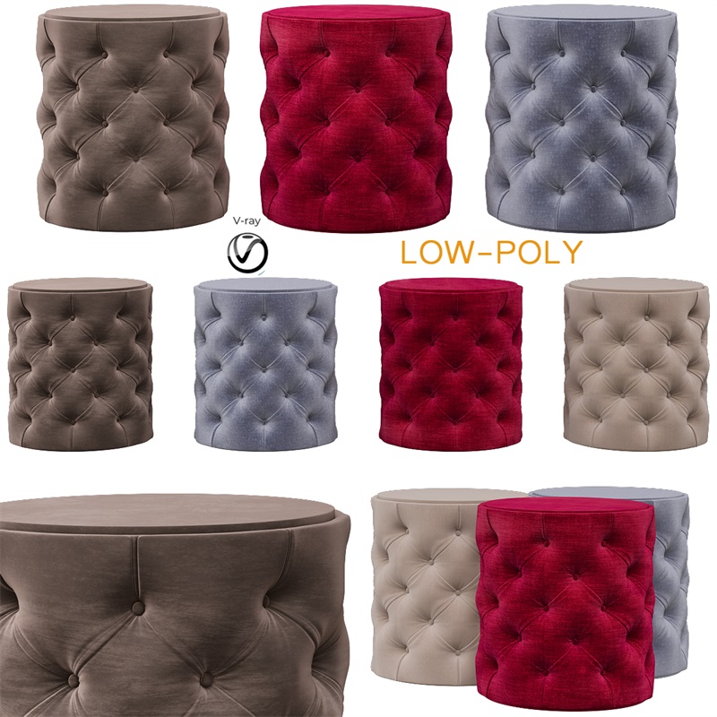 沙发凳10套3Dmax模型合辑 POUF 10 pieces 3d model Low-poly 3D model