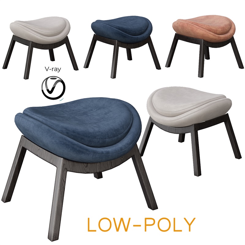 沙发凳10套3Dmax模型合辑 POUF 10 pieces 3d model Low-poly 3D model