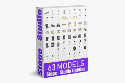 63个舞台剧院电影院灯光3D模型合集 63 Studio Stage Theater Cinema Lighting Collection 3D model