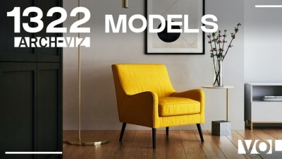 1322个室内家具床桌椅柜子沙发灯具植物Blender模型 Interior Models VOL 01