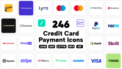 246个日常支付应用程序矢量Icons图标动画 246 Credit Card & Payment Lottie Icons