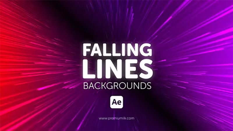 彩色漂亮线条粒子流动背景动画 Falling Lines Backgrounds