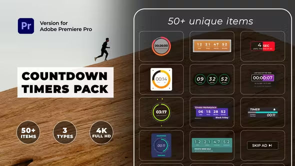 50组现代可视化数字时间倒计时图形动画 Countdown Timers Pack