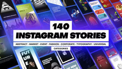 140个竖屏封面设计图文展示介绍动画 Instagram Stories Pack