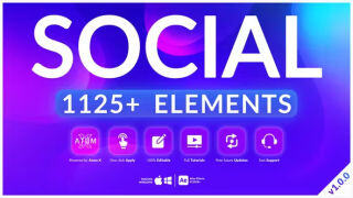 1125个现代时尚文字标题排版调色转场背景动画预设 Social Pack