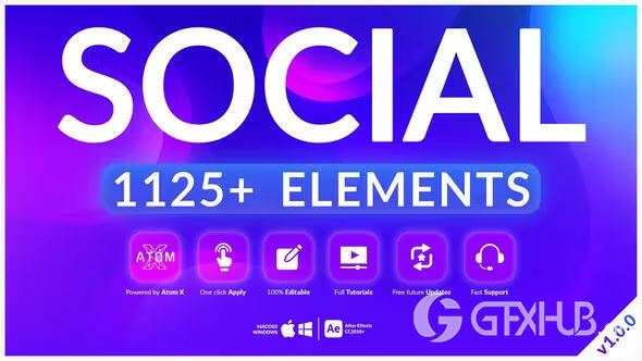 1125个现代时尚文字标题排版调色转场背景动画预设 Social Pack