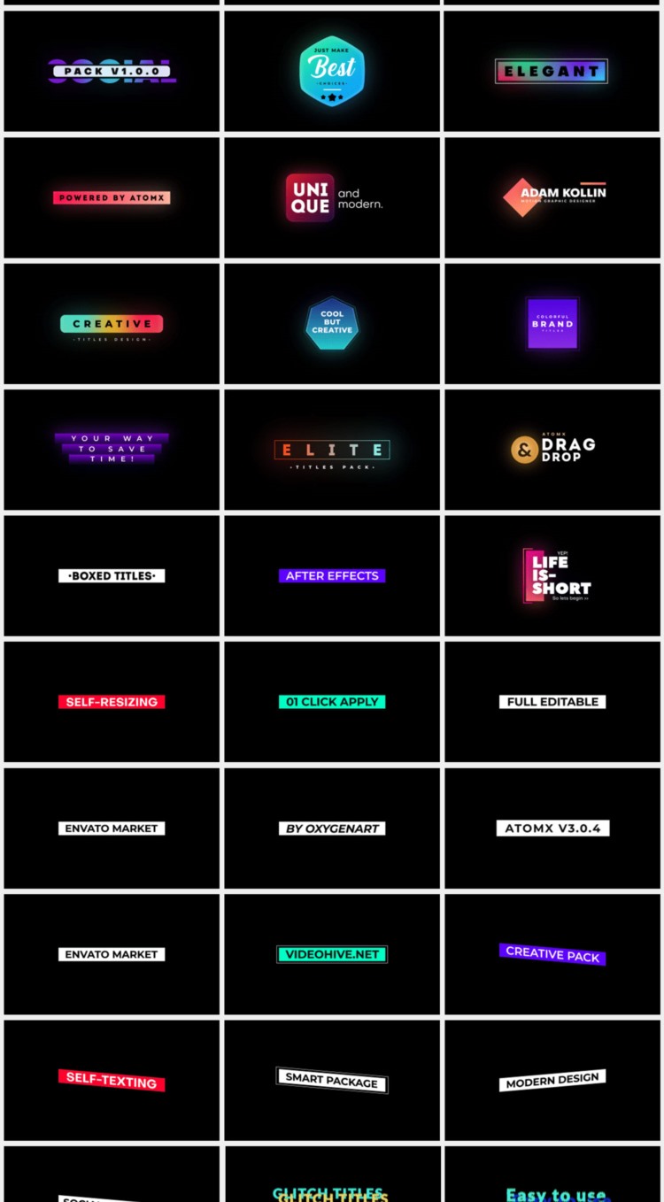 1125个现代时尚文字标题排版调色转场背景动画预设 Social Pack