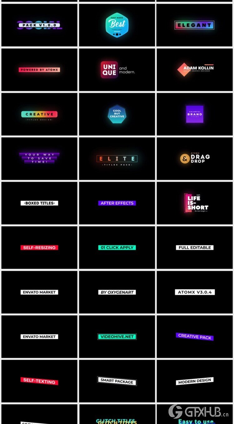 1125个现代时尚文字标题排版调色转场背景动画预设 Social Pack