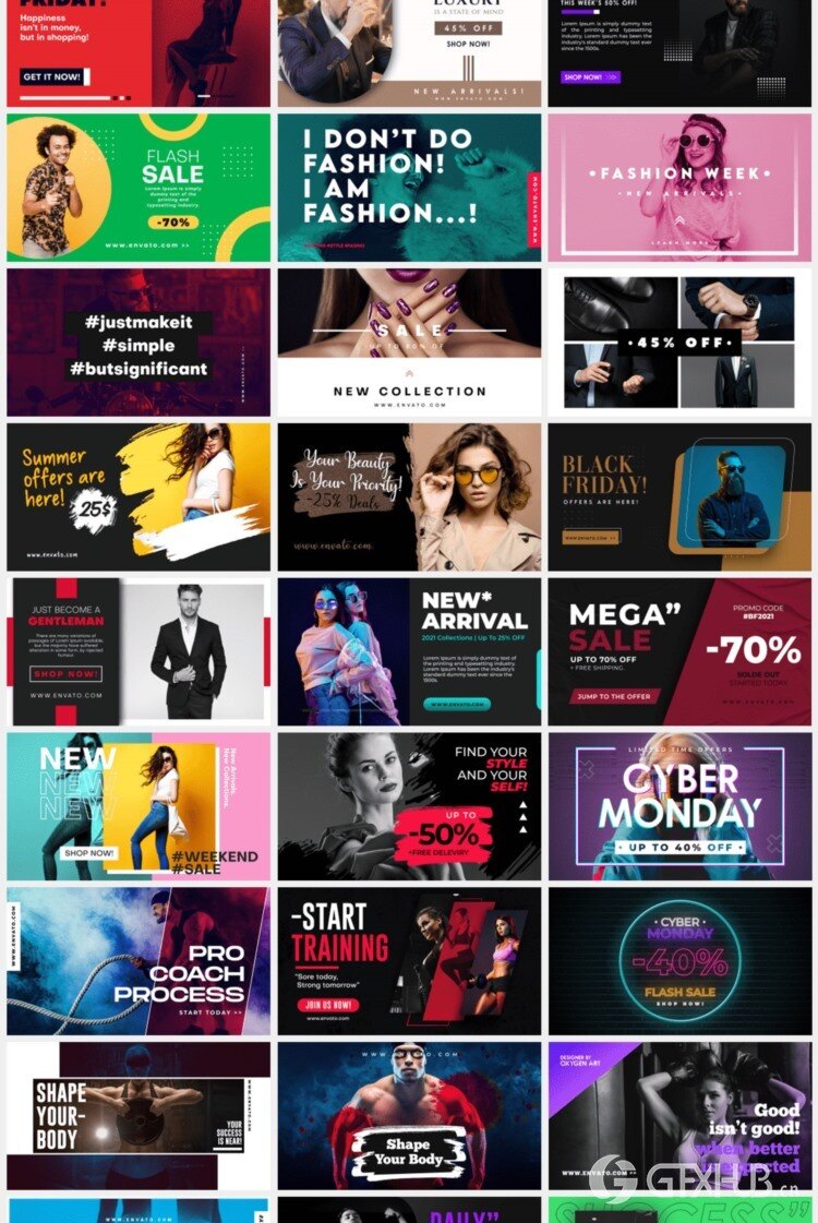 1125个现代时尚文字标题排版调色转场背景动画预设 Social Pack