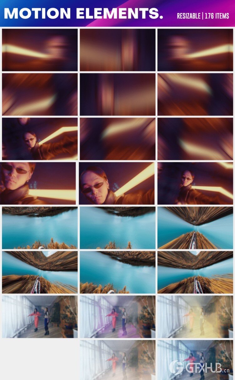 1125个现代时尚文字标题排版调色转场背景动画预设 Social Pack