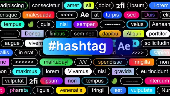 60种创意灵活自适应底栏标签文字标题动画 Videohive - Hashtag
