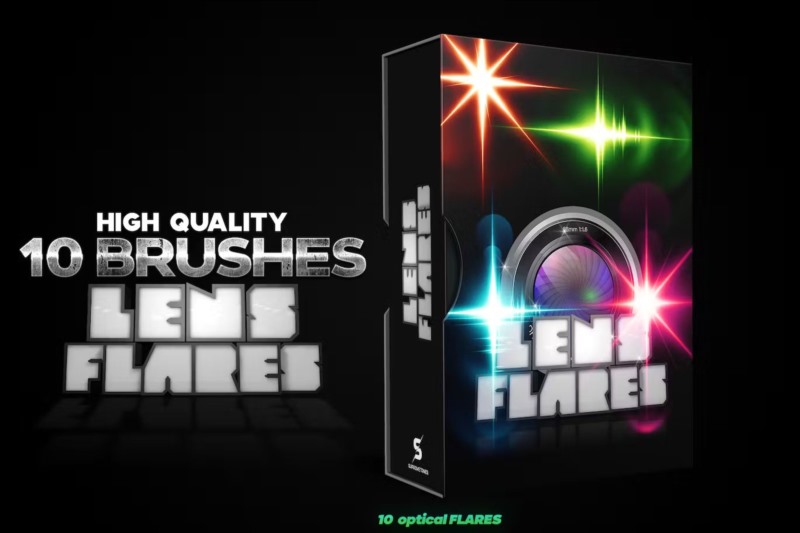 光斑光晕Photoshop笔刷 Optical Flares Photoshop Brushes