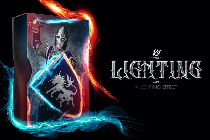 18 种灯光效果PS笔刷合动作 Lighting Kit - 18 Lighting Effects