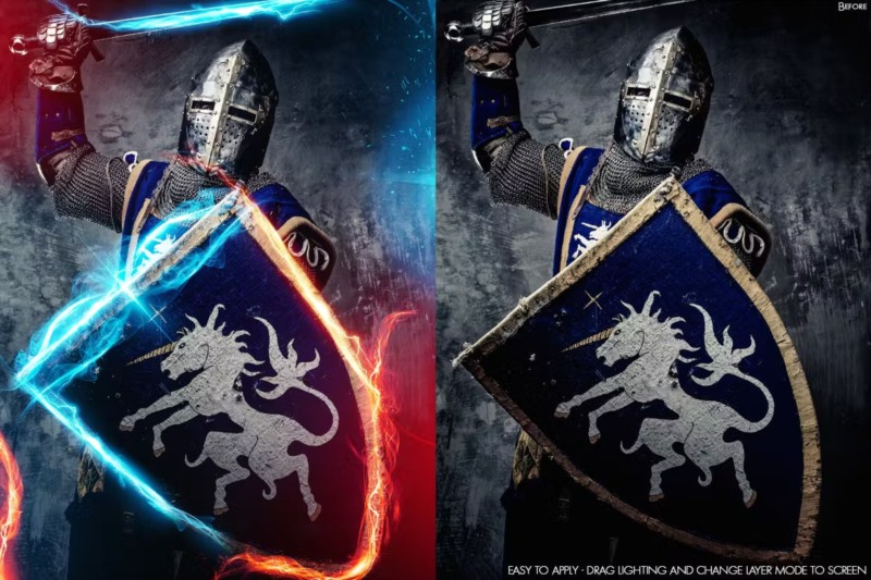 18 种灯光效果PS笔刷合动作 Lighting Kit - 18 Lighting Effects