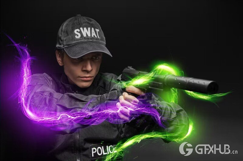 18 种灯光效果PS笔刷合动作 Lighting Kit - 18 Lighting Effects