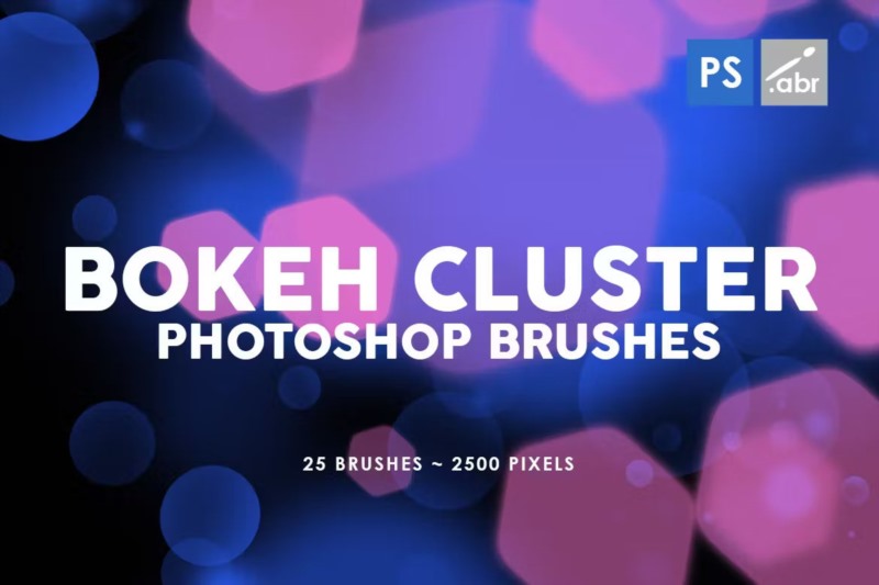 25个散景集群Photoshop图章笔刷 25 Bokeh Cluster Photoshop Stamp Brushes