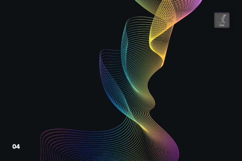数字线性波浪Photoshop笔刷 Digital Linear Waves Photoshop Brushes