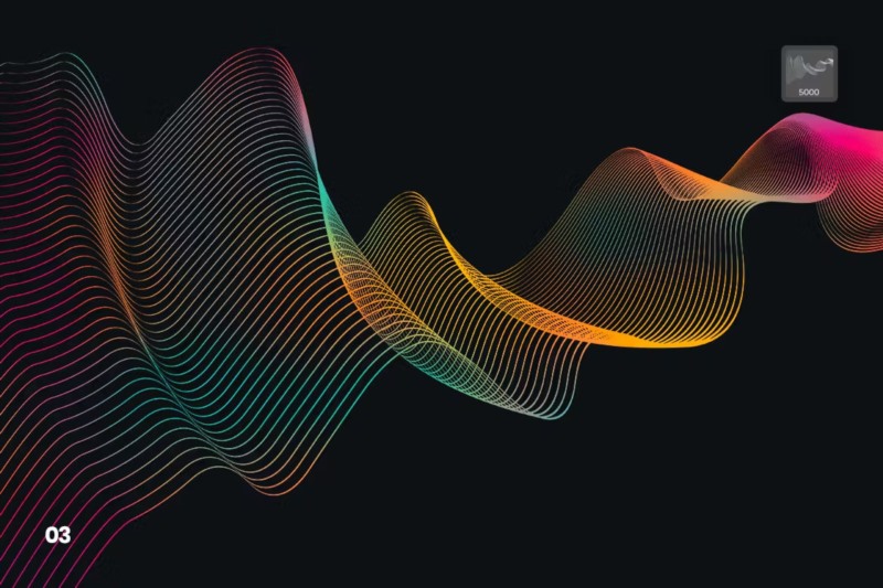 数字线性波浪Photoshop笔刷 Digital Linear Waves Photoshop Brushes