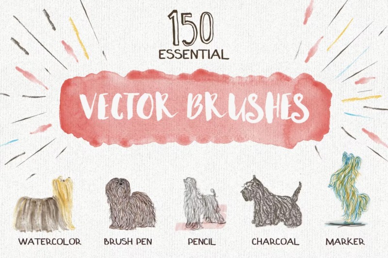 150个手绘矢量画笔集合 Essential Hand Drawn Brushes