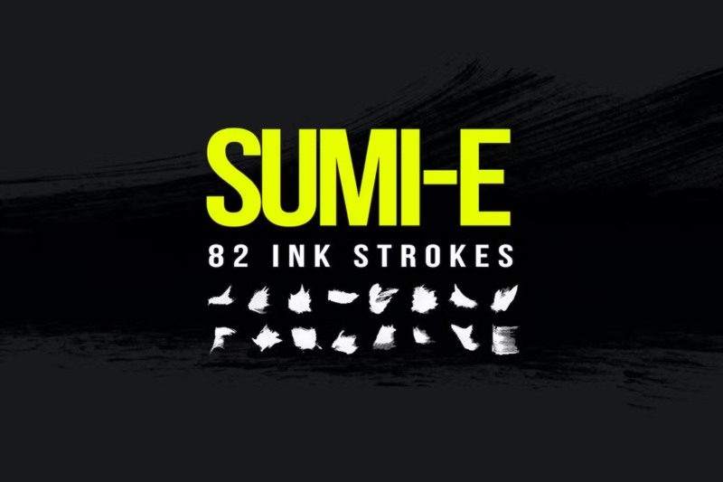 82个水墨描边PS笔刷 82 Sumi-E Ink Strokes