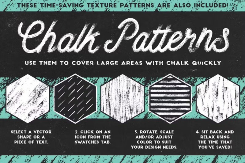 经典粉笔画笔 + 图案 Classic Chalk - Brushes + Patterns