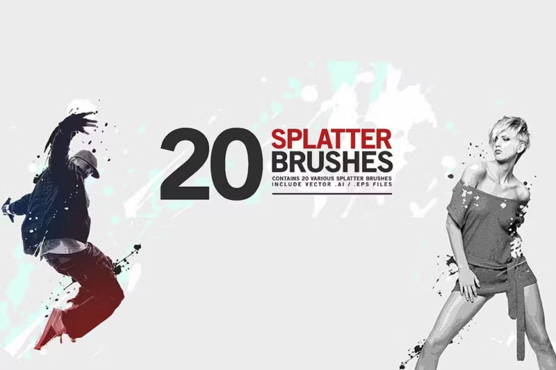 20支PS飞溅艺术画画笔 20 Splatter Brushes