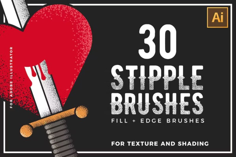 30支AI点画笔 Stipple Brushes For Illustrator