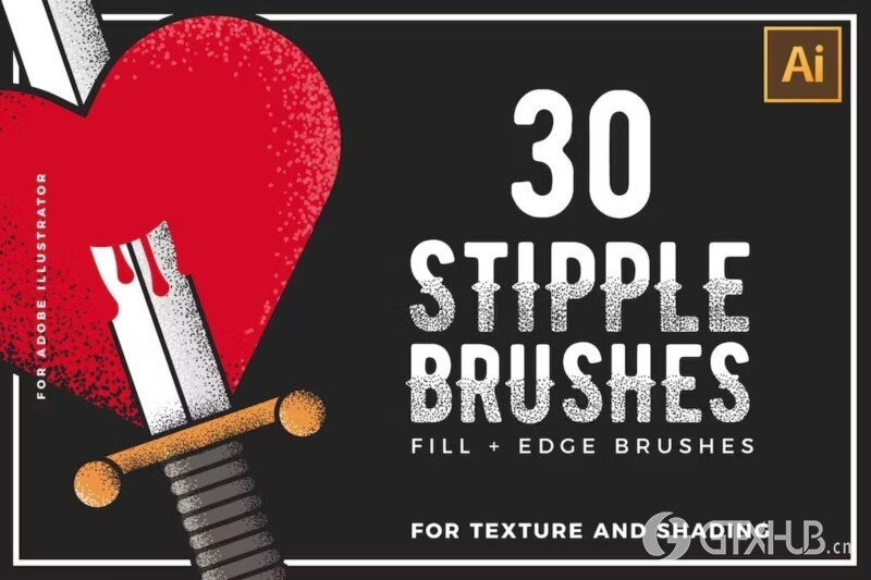 30支AI点画笔 Stipple Brushes For Illustrator