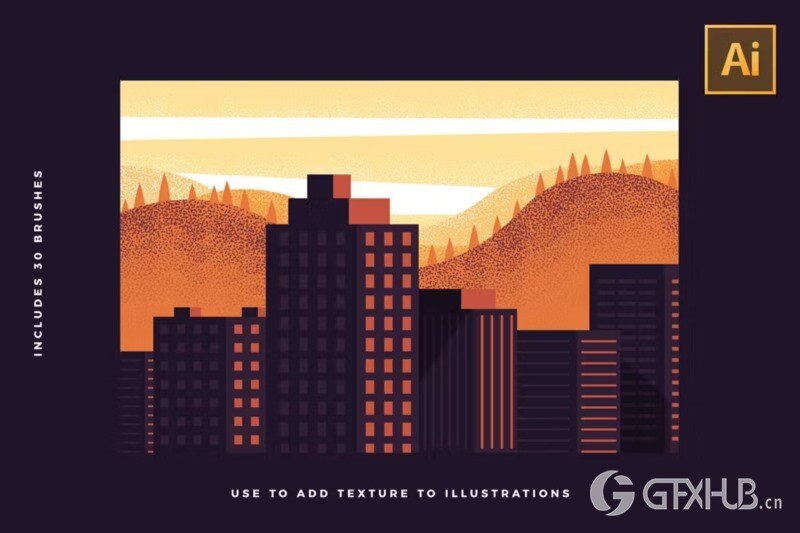 30支AI点画笔 Stipple Brushes For Illustrator