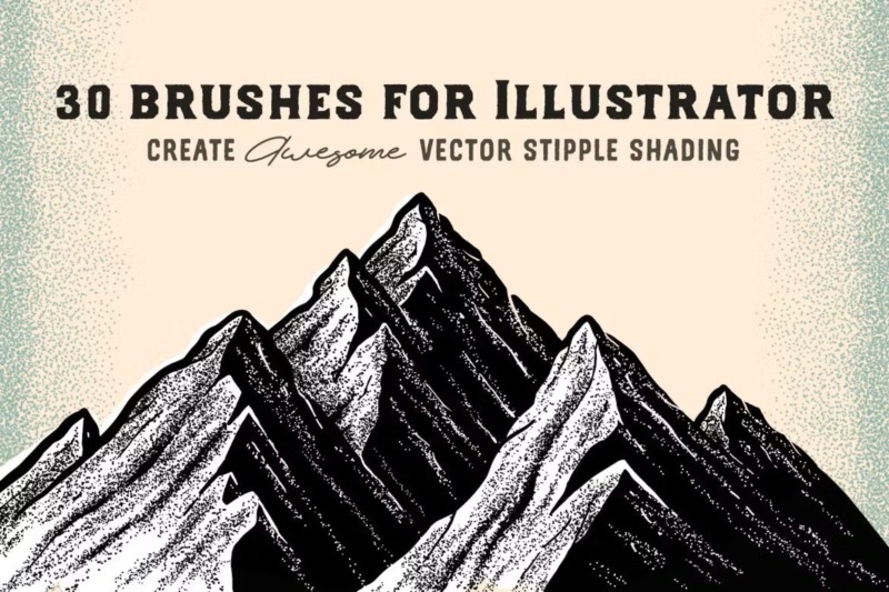 适用于ps和ai 的点画笔刷套装 Stipple Brush Set for Photoshop and Illustrator