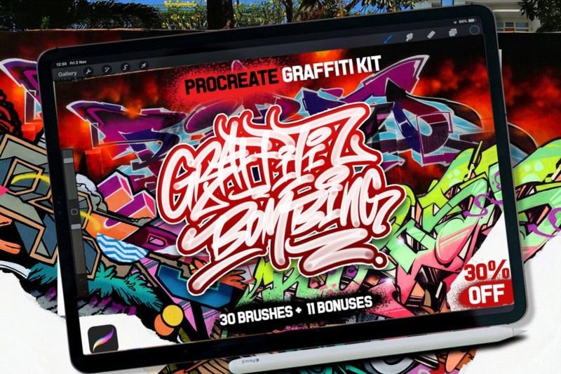 31个Procreate涂鸦笔刷 PROCREATE GRAFFITI BOMBING