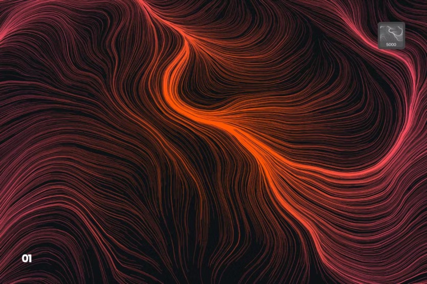 数字网络波浪Photoshop画笔 Digital Perlin Flow Fields Photoshop Brushes