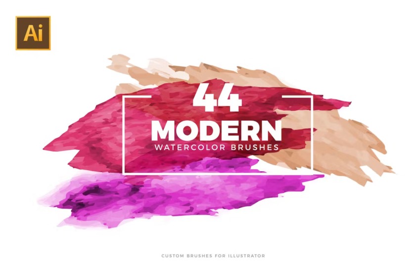 44个矢量水彩画笔 Vector Watercolor Brushes for Illustrator