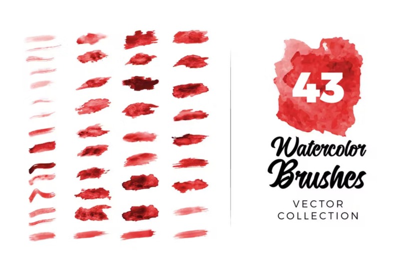 44个矢量水彩画笔 Vector Watercolor Brushes for Illustrator
