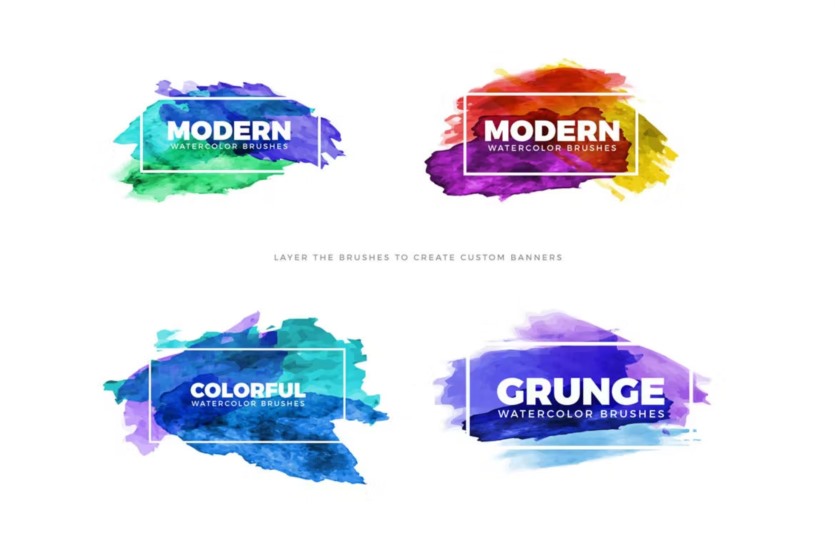 44个矢量水彩画笔 Vector Watercolor Brushes for Illustrator