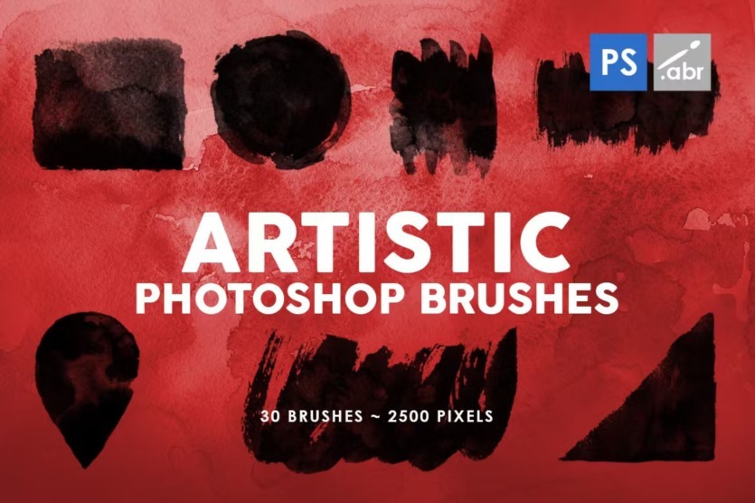 3 种艺术手绘墨水Photoshop图章笔刷 30 Artistic Photoshop Stamp Brushes Vol.2