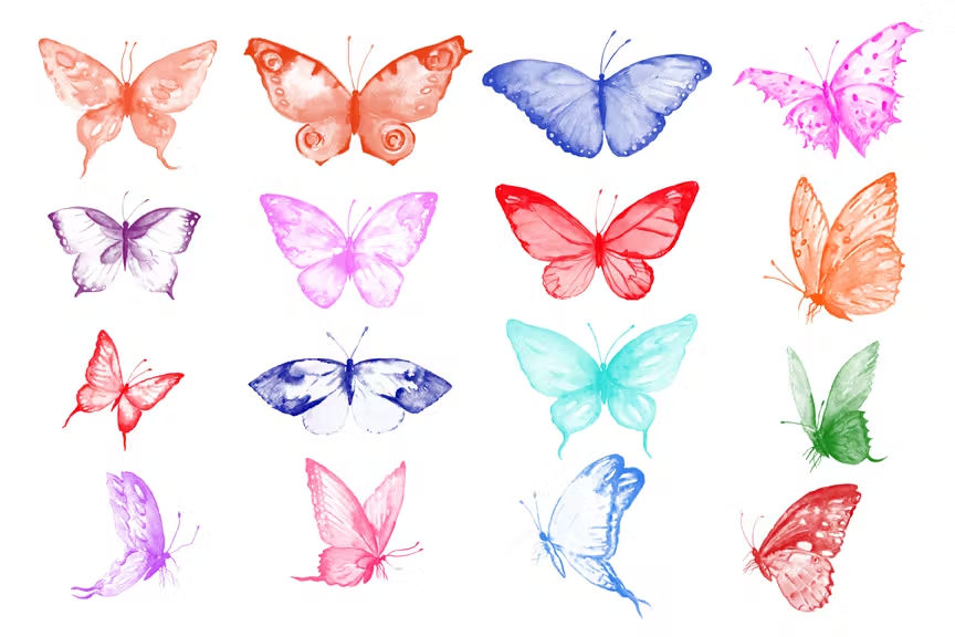 水彩蝴蝶Photoshop笔刷 Photoshop Brush Watercolor Butterflies ABR