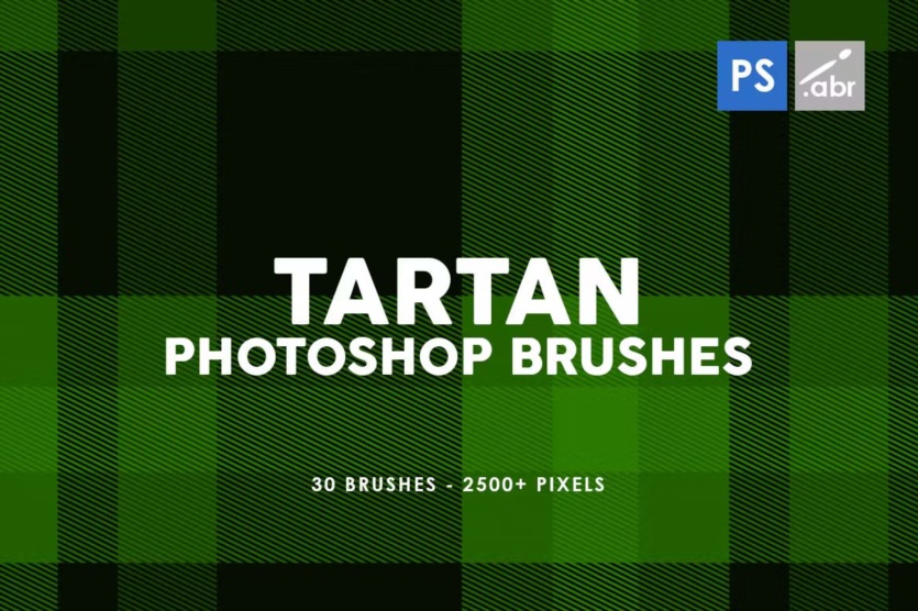 30款格子呢Photoshop图章笔刷 30 Tartan Photoshop Stamp Brushes