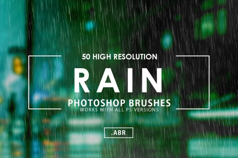 50个雨水Photoshop笔刷 50 Rain Photoshop Brushes