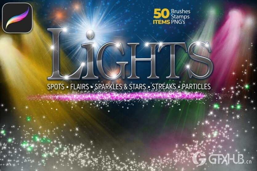 50套Procreate灯光笔刷 50 Lights Set